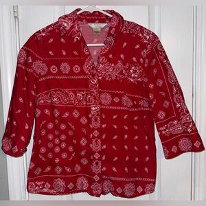 VTG Allison Daley Like New Paisley Button Up Shoulder Pads Shirt Long Sleeve